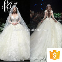 Robe de mariée 2017 Manches longues musulmanes Robe de mariée en marbrure Robe de mariée Robe de mariée Robe de mariée Long Train